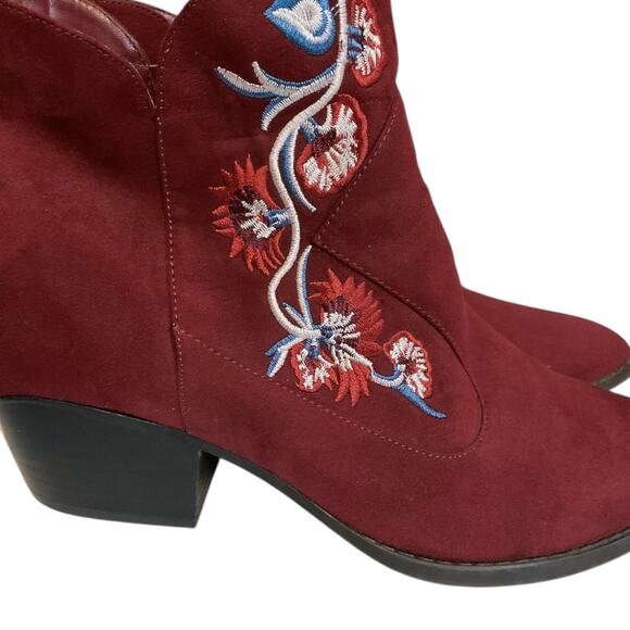 Carlos by Carlos Santana Western Ankle Boots Women's 10M Red Burgundy Floral - Picture 2 of 13